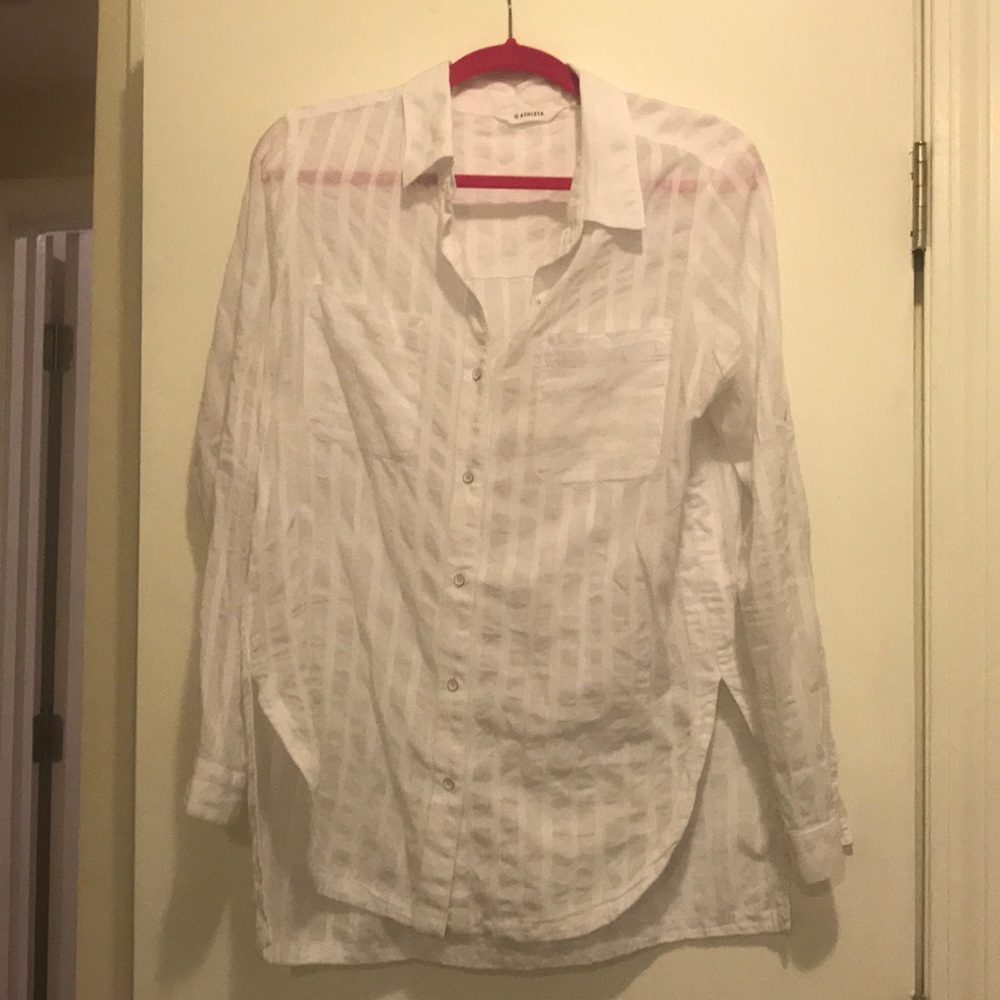 White striped button-down tunic